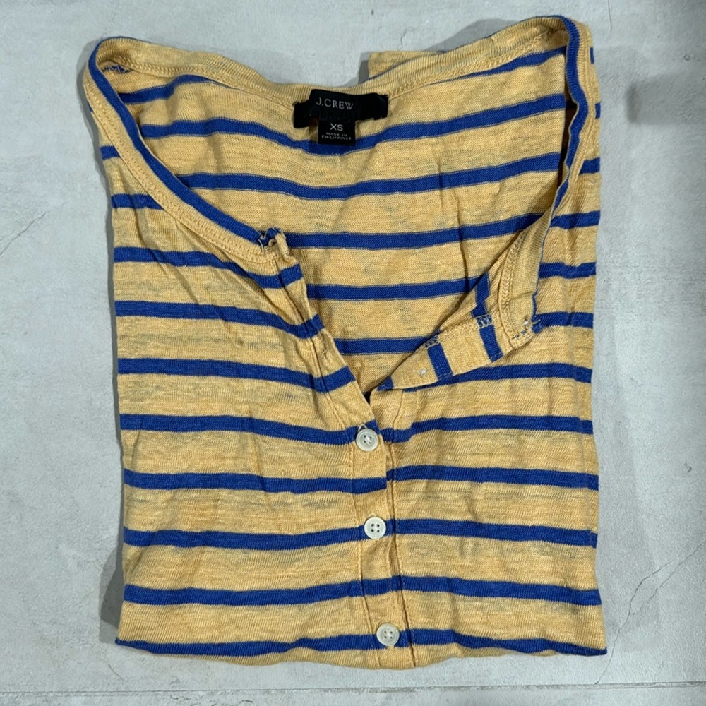 J.CREW LINEN HENLEY STRIPED TEE!